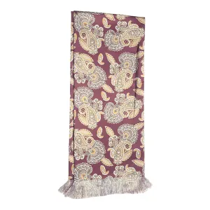 Burgundy Paisley Printed Scarf With Pocket Square