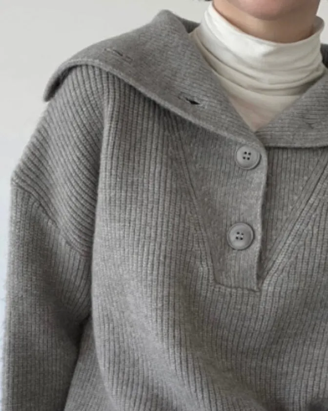 Button Collar Knit Top