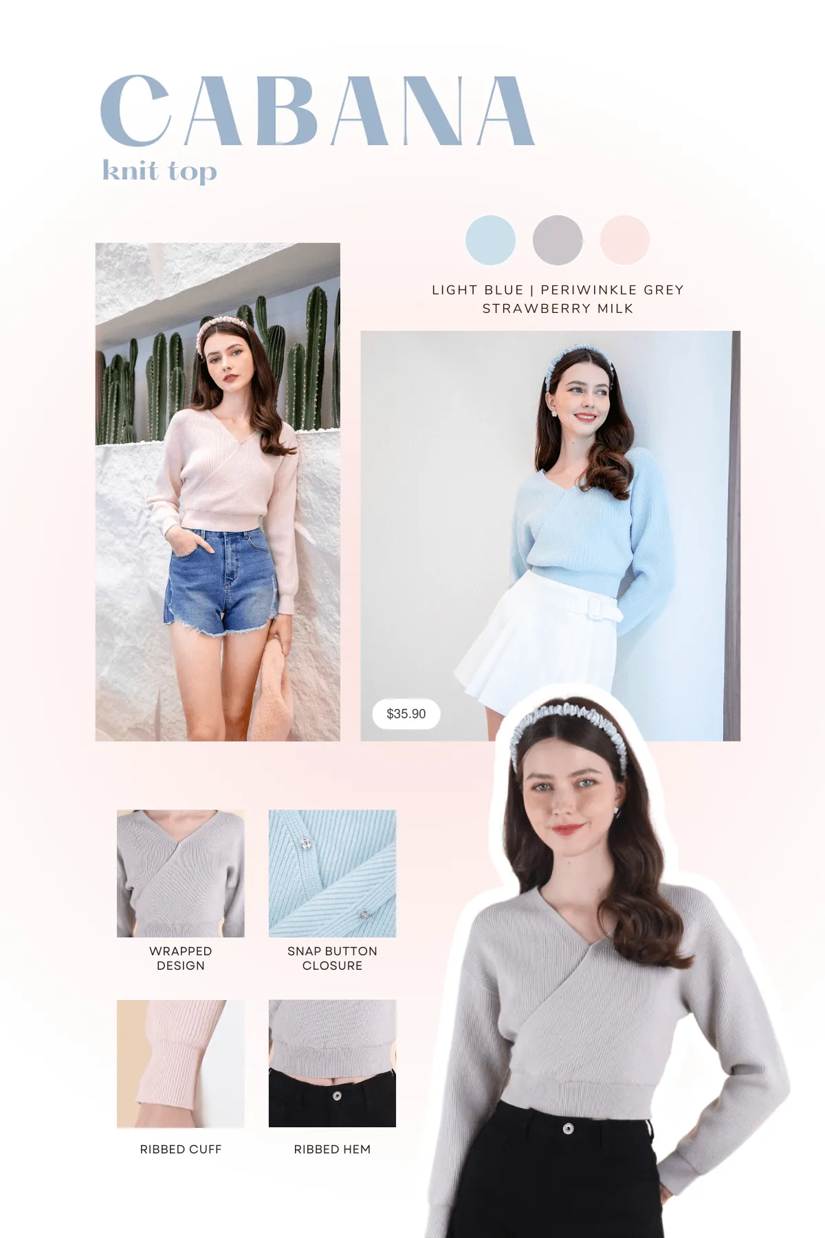 CABANA KNIT TOP IN LIGHT BLUE