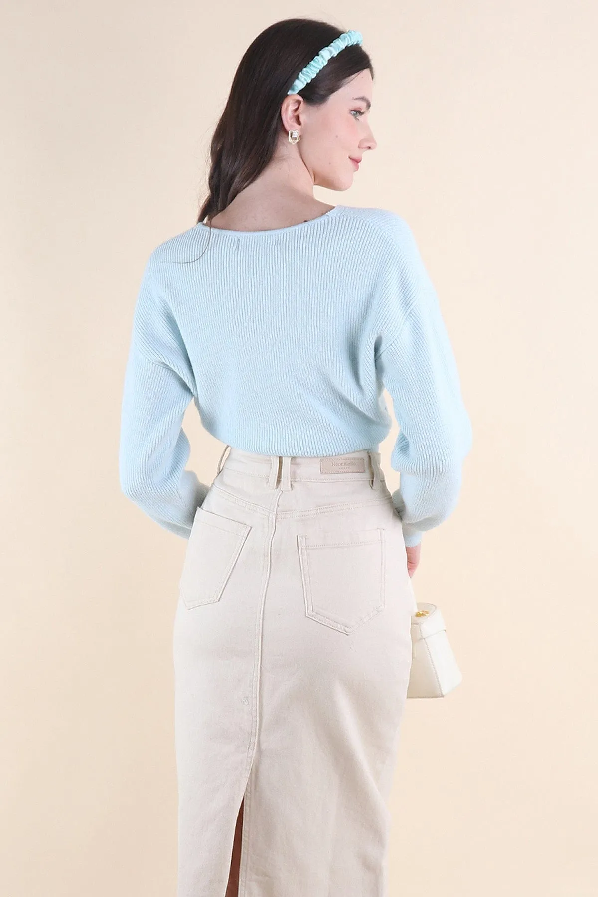 CABANA KNIT TOP IN LIGHT BLUE