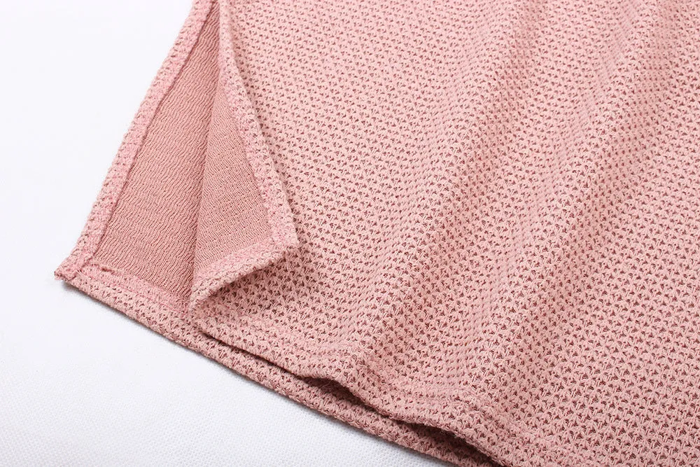 Candy Color High Neck Split Long Sweater