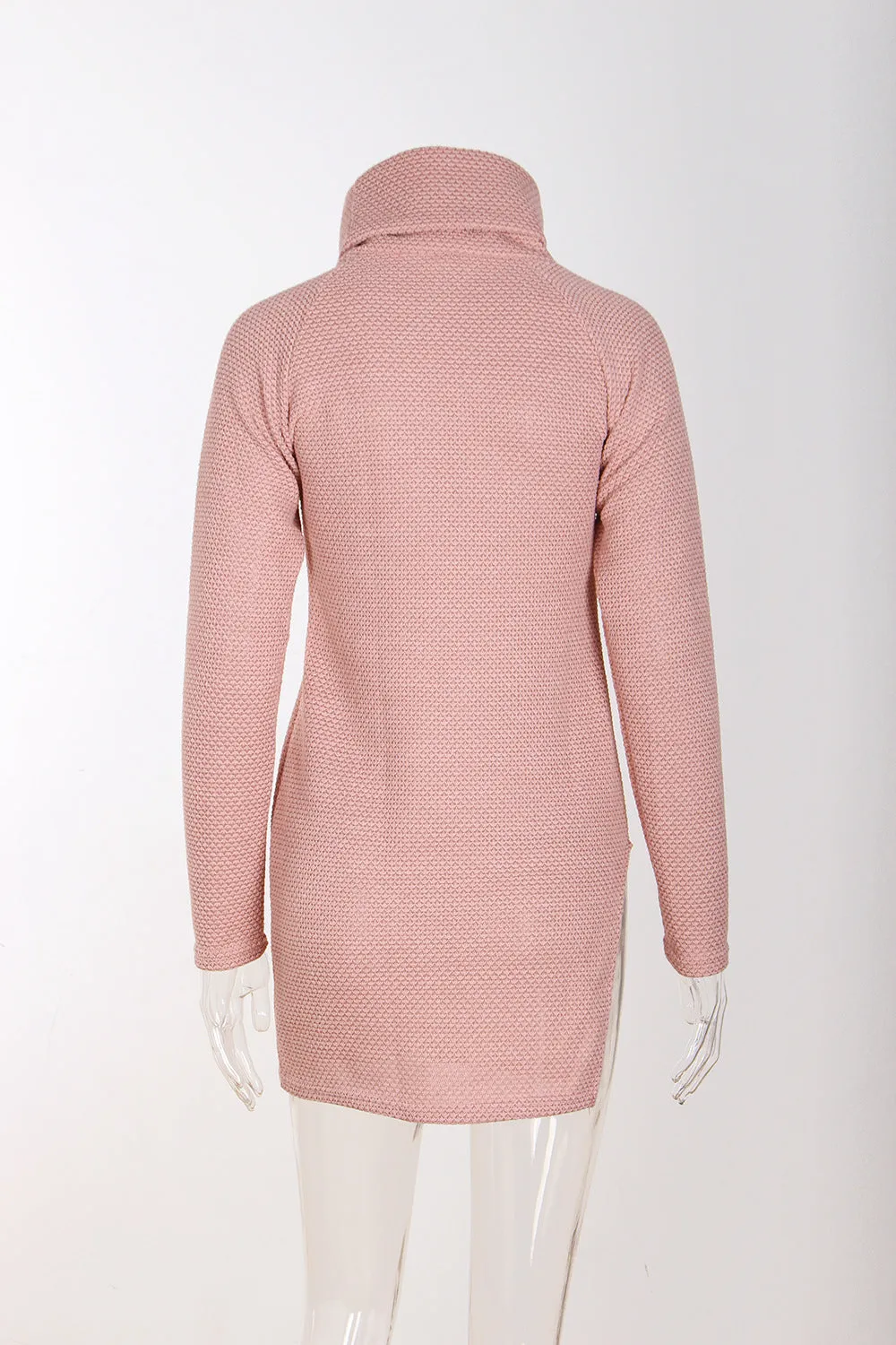 Candy Color High Neck Split Long Sweater