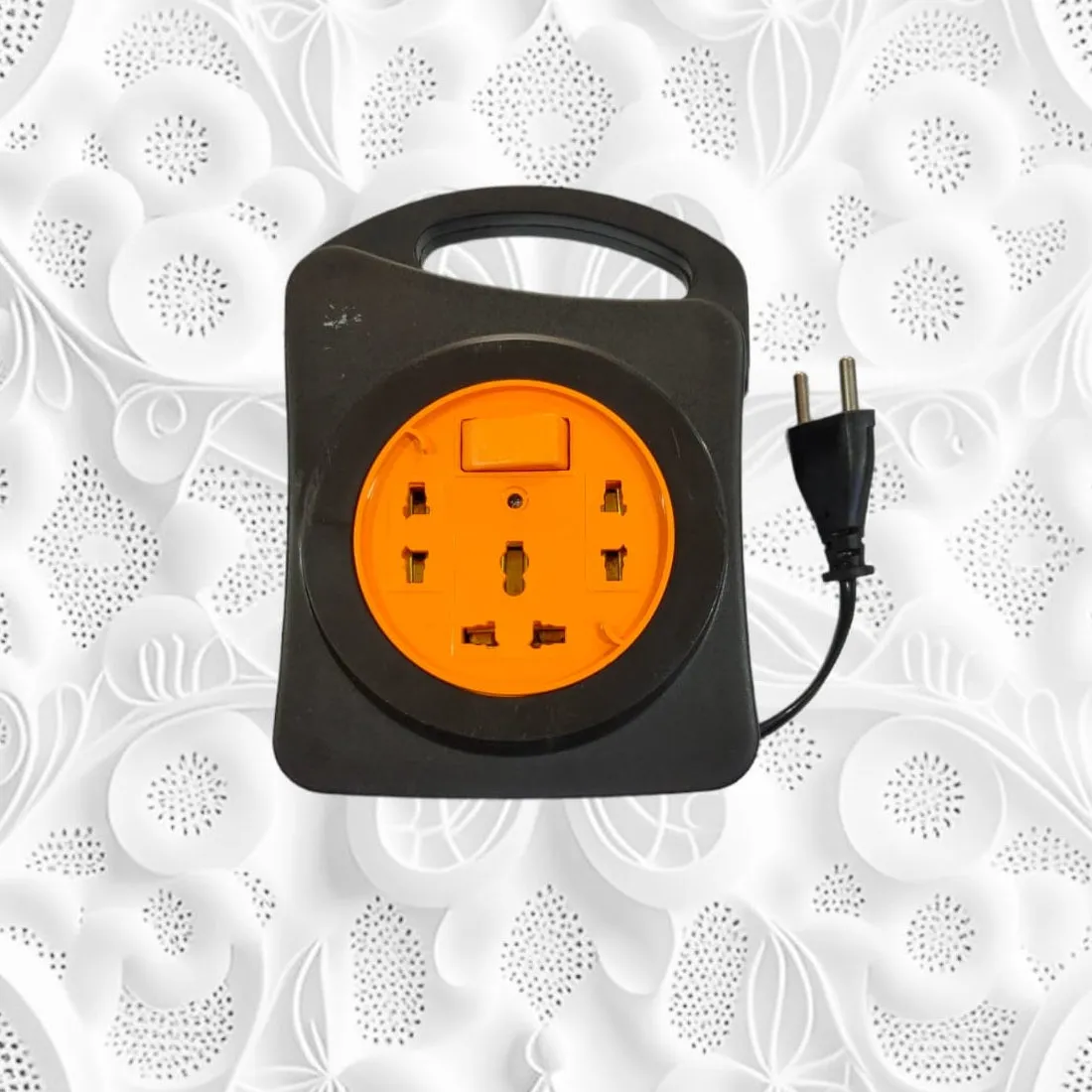 Carry Handle shape 3 output Extension Box with 2 Pin Flex Wire 3 Mtr. with Indicator & Switch