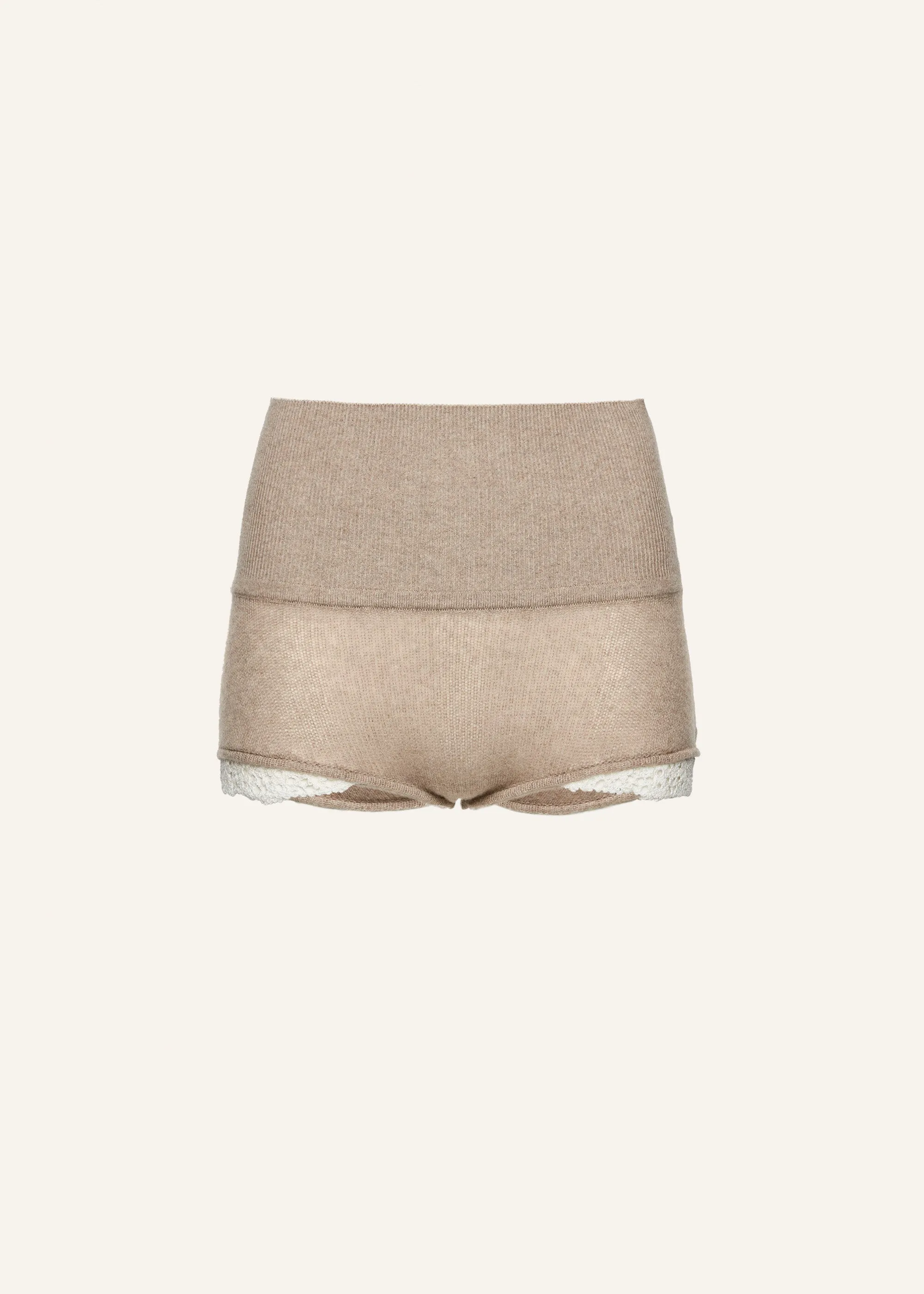 Cashmere knit shorts in beige