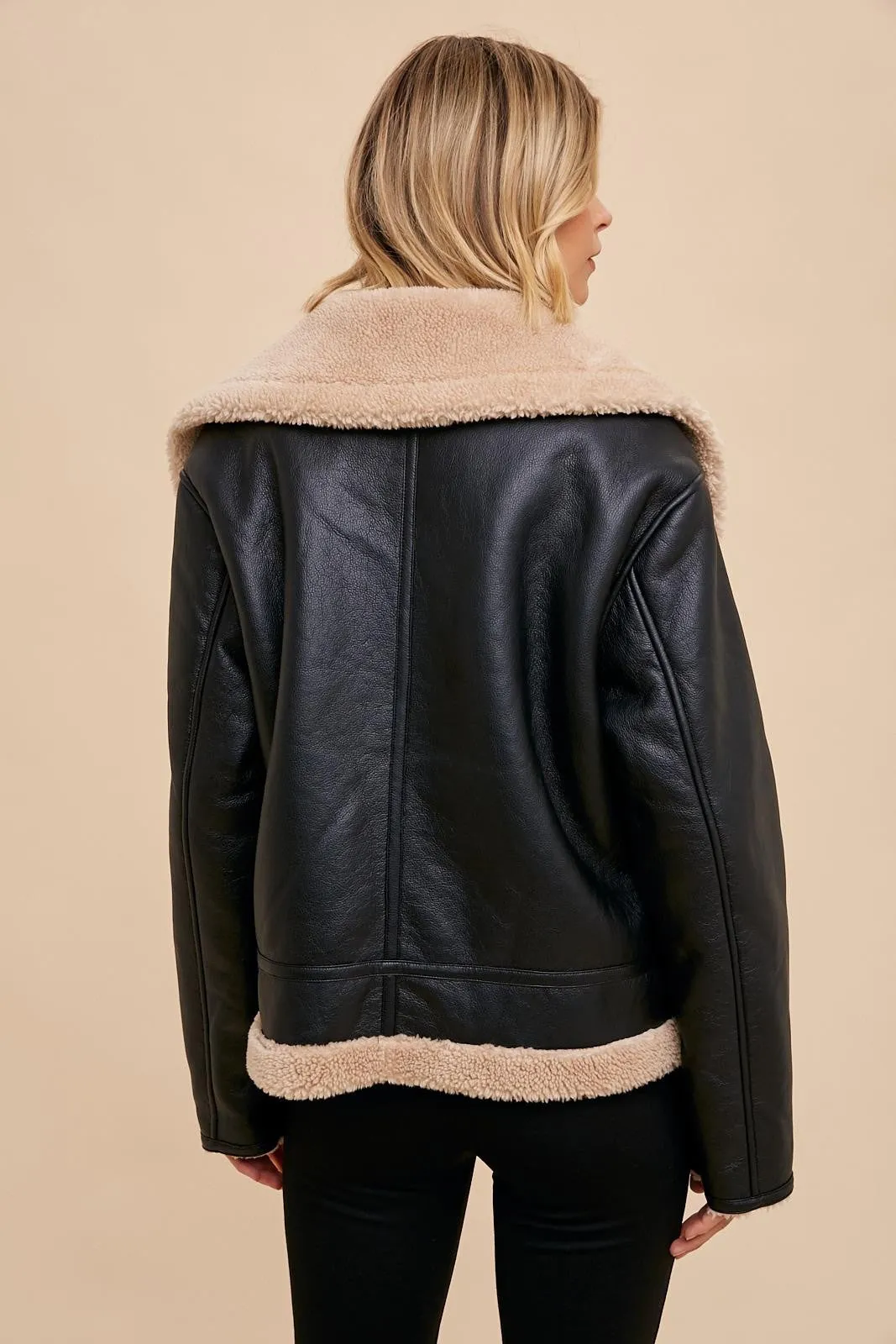 Cassidy Vegan Leather & Sherpa Jacket