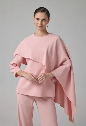 Choice Solid Cape Detail Blouse Blush