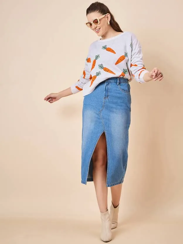 Color Pop White Full Sleeve Sweater