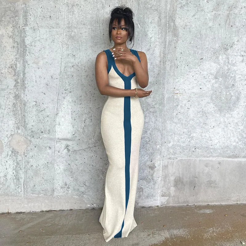Contrast Maxi Dress