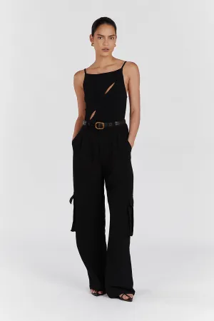 CORA BLACK SLEEVELESS KNIT TOP