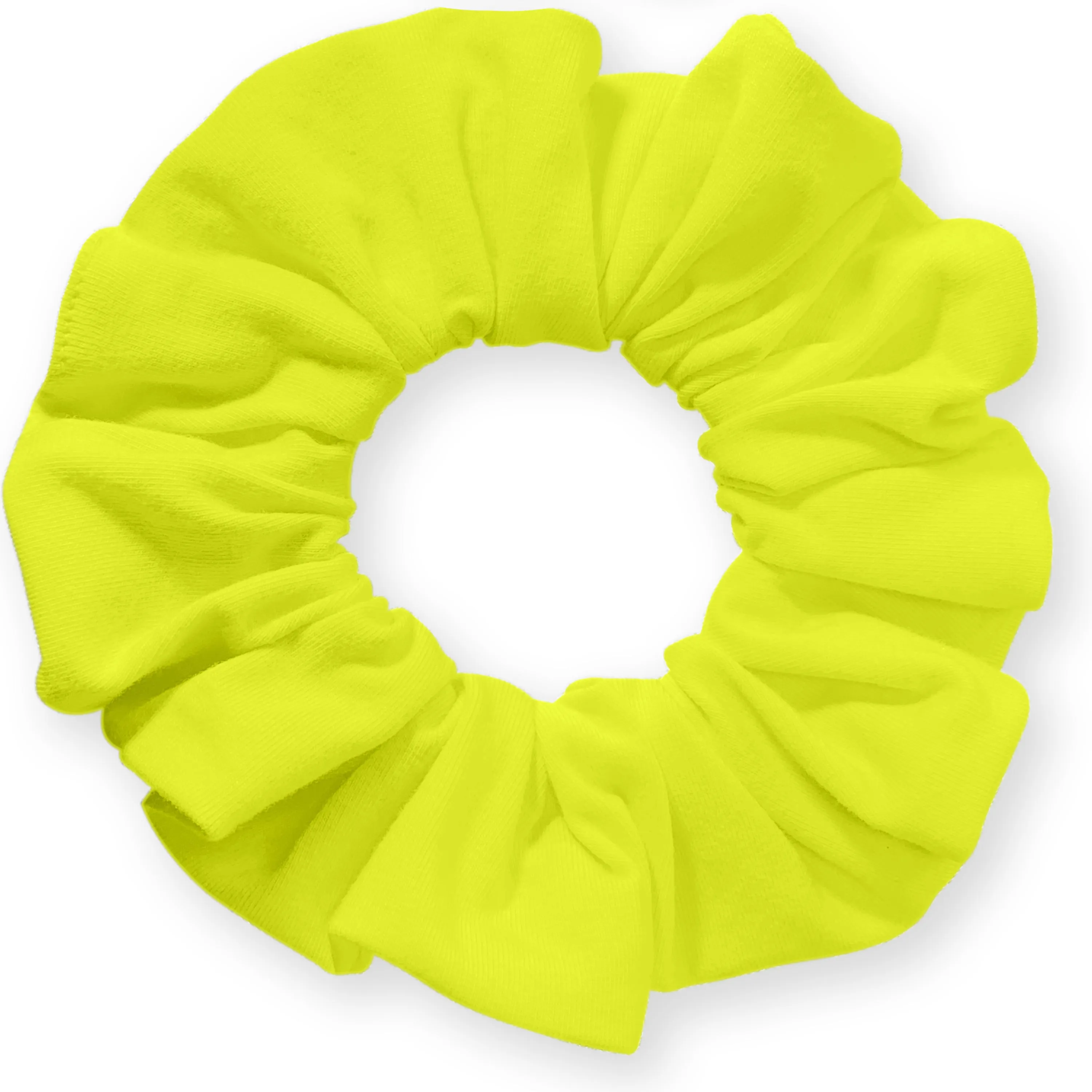 Cotton Scrunchies T-Shirt Knit Standard Size Made in the USA Yellow Neon