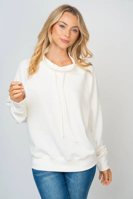Cowl Neck Knit Long Sleeve Top