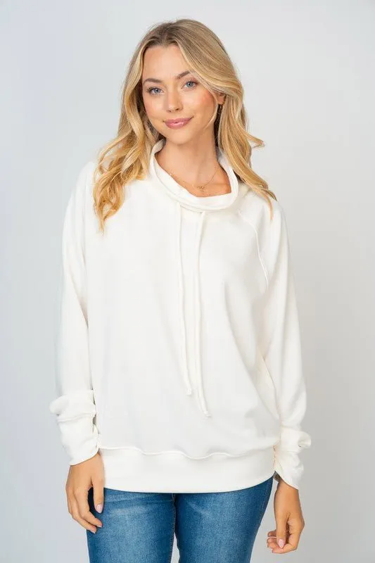 Cowl Neck Knit Long Sleeve Top