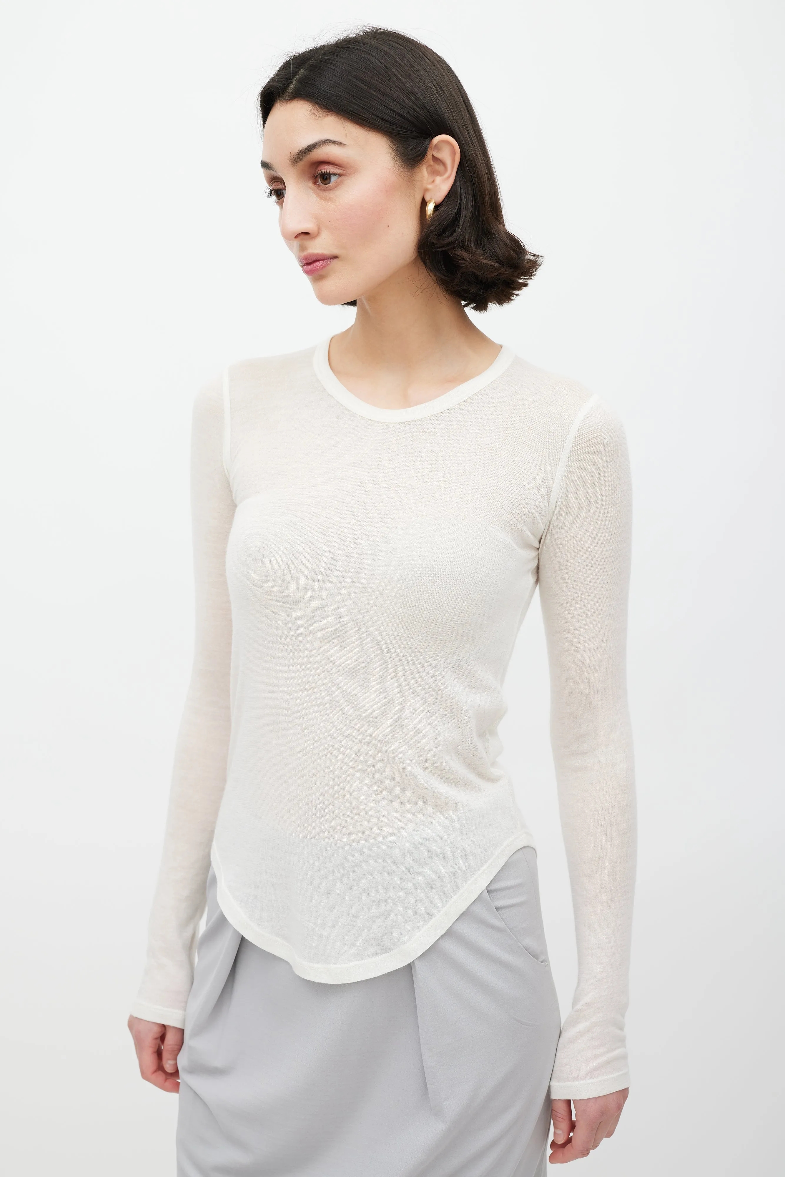 Cream Cashmere Knit Top