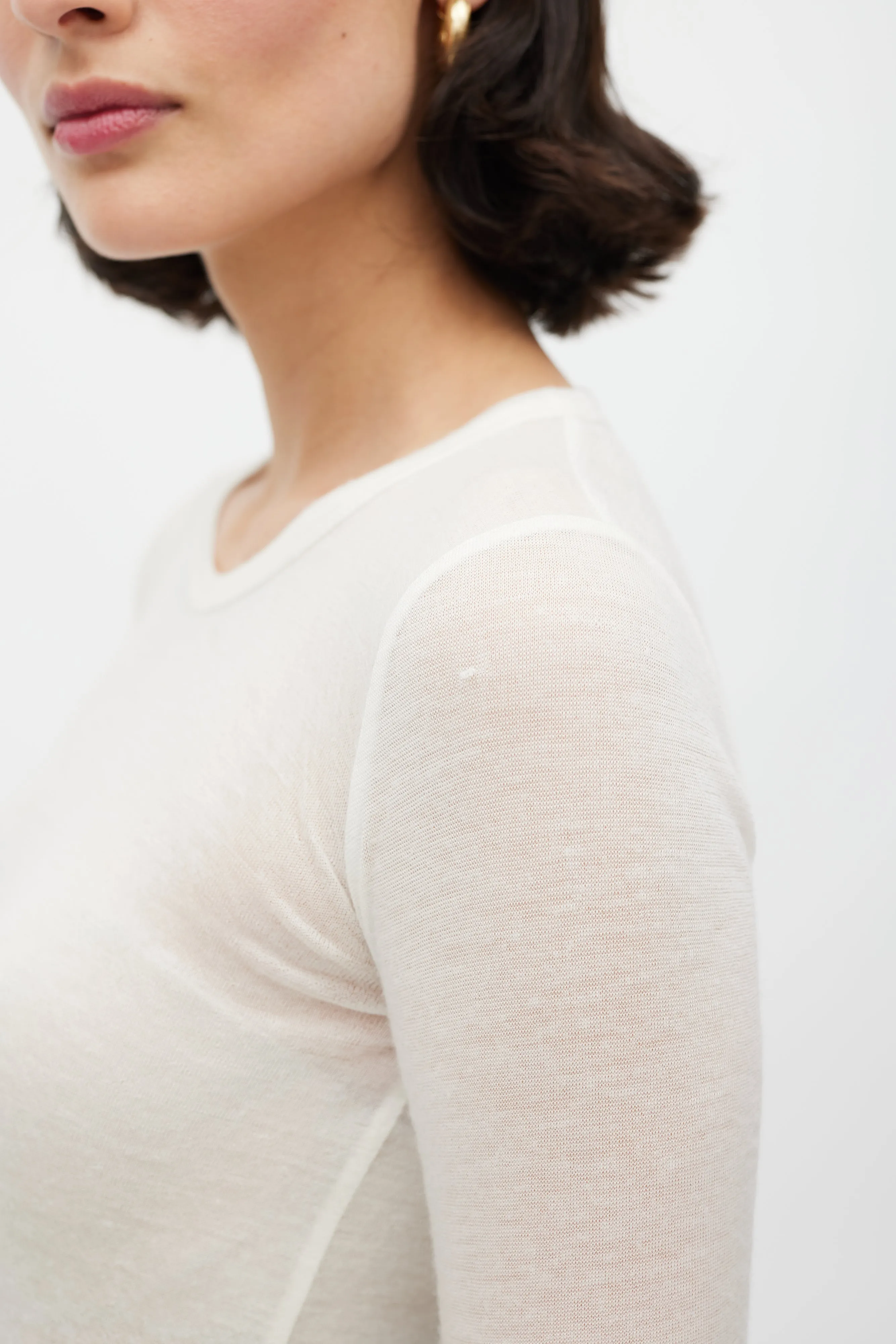Cream Cashmere Knit Top