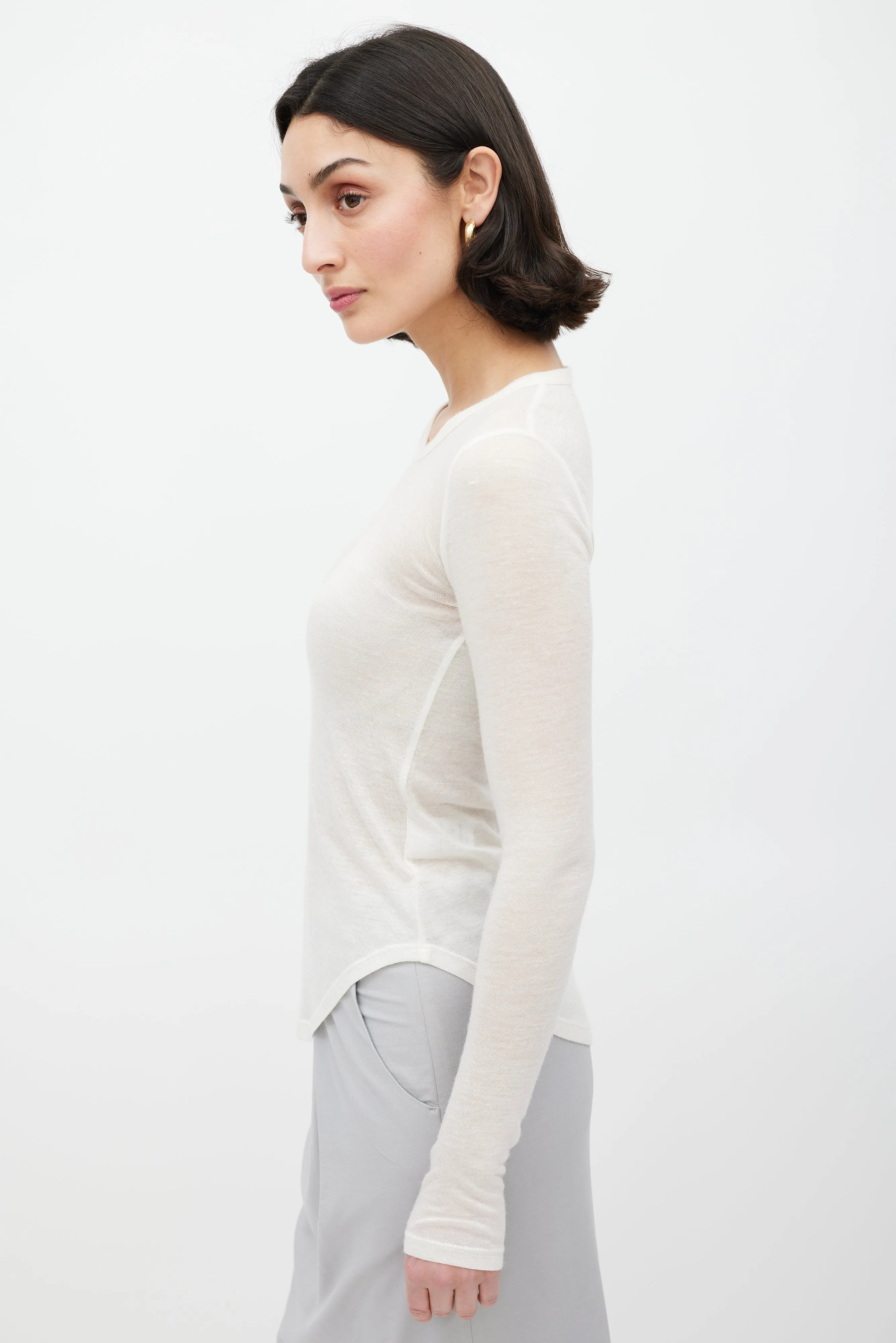 Cream Cashmere Knit Top