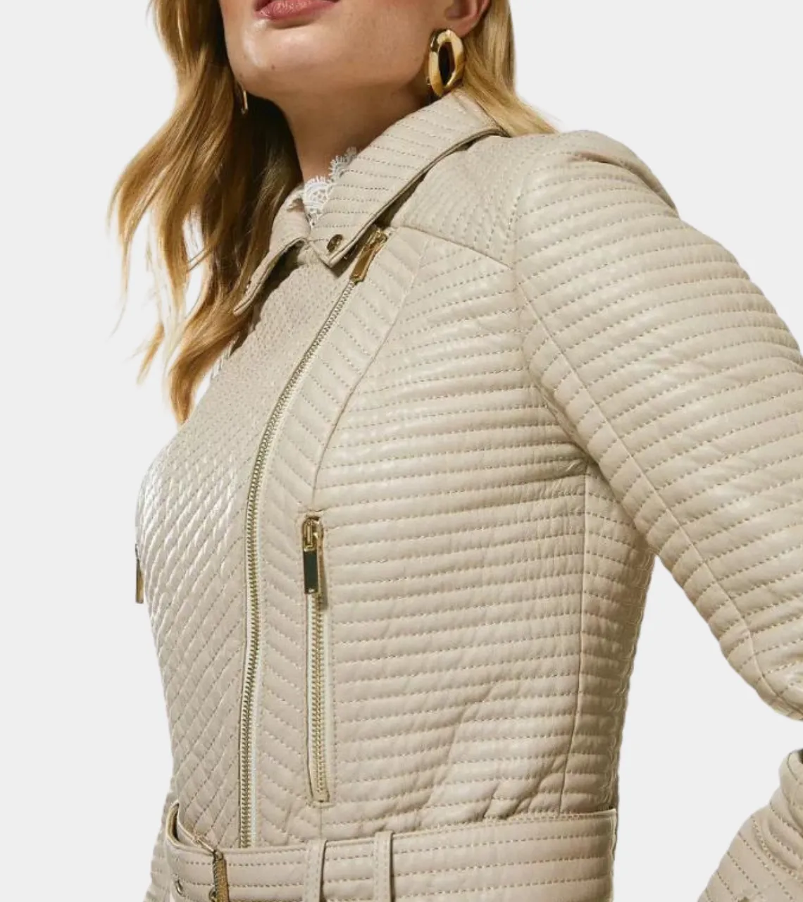 Cream Women’s Biker Leather Jacket