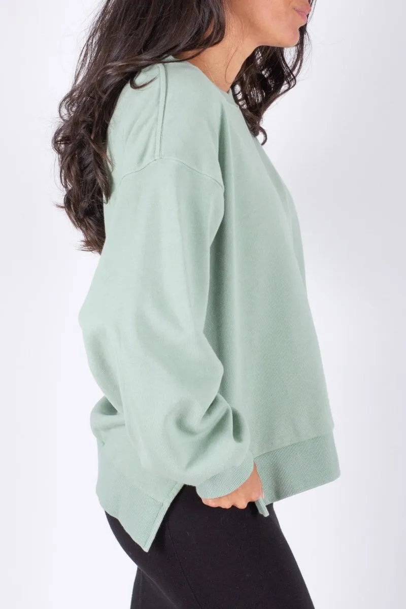 CREWNECK SIDE SLIT SWEATSHIRT (LIGHT GREEN)