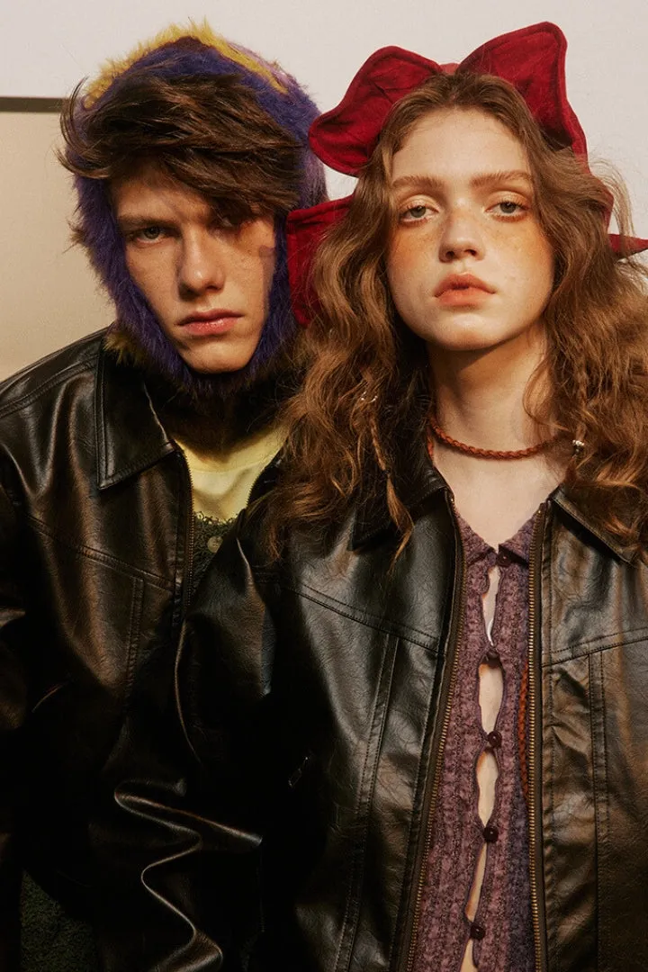 Cropped Eco-Leather Jacket