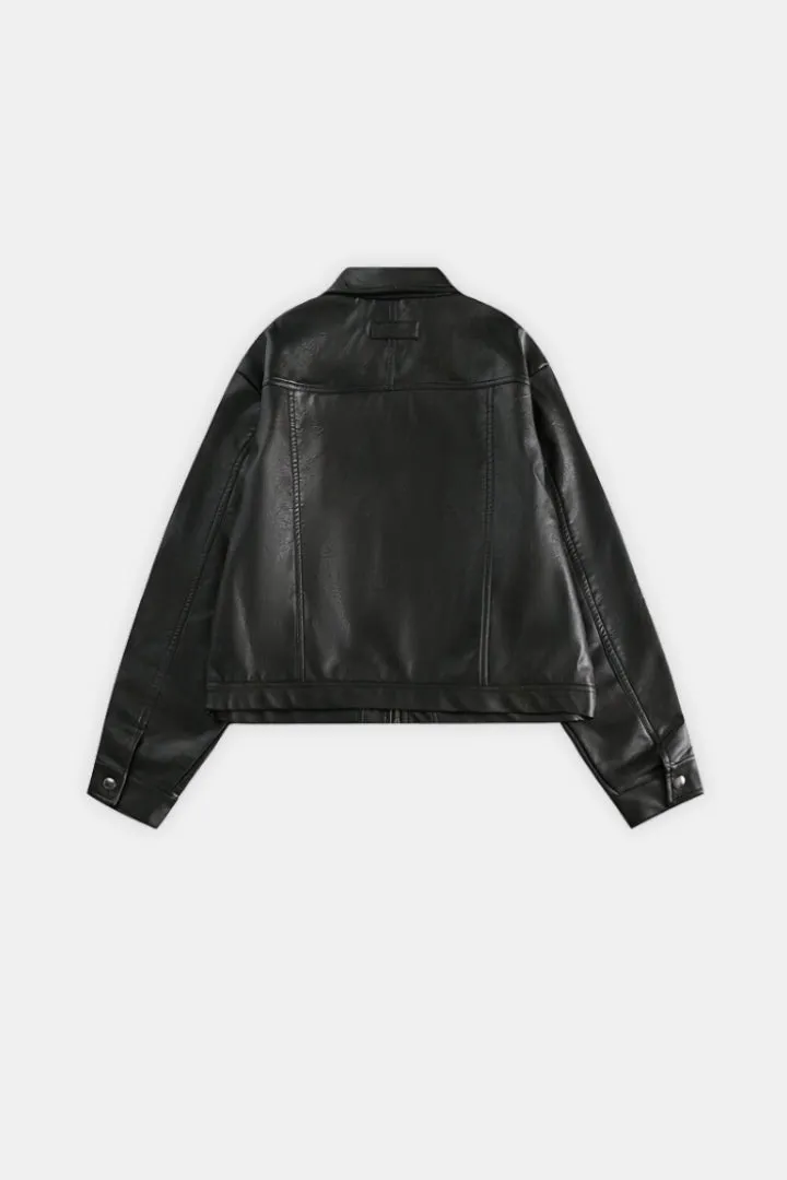 Cropped Eco-Leather Jacket
