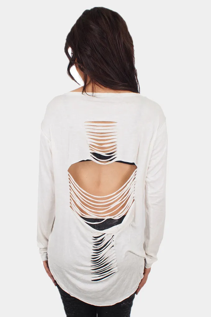 Cross My Back Top - White
