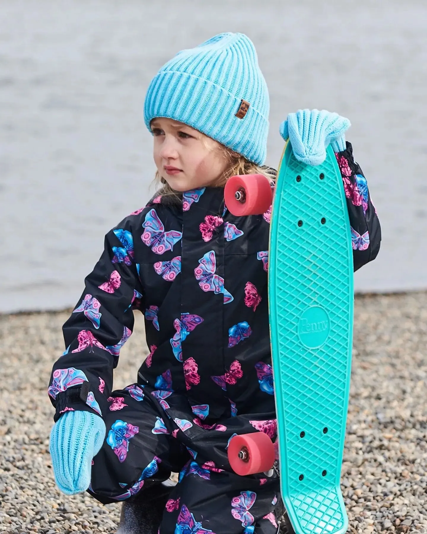 Cuffed Knit Hat Light Blue
