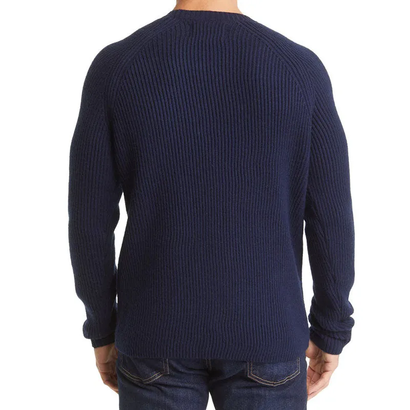 Custom Wholesale Wool Blend Men Knit Pullover Sweater - OEM/ODM Manufacturer, Raglan Sleeves, Rib Design, Solid Color