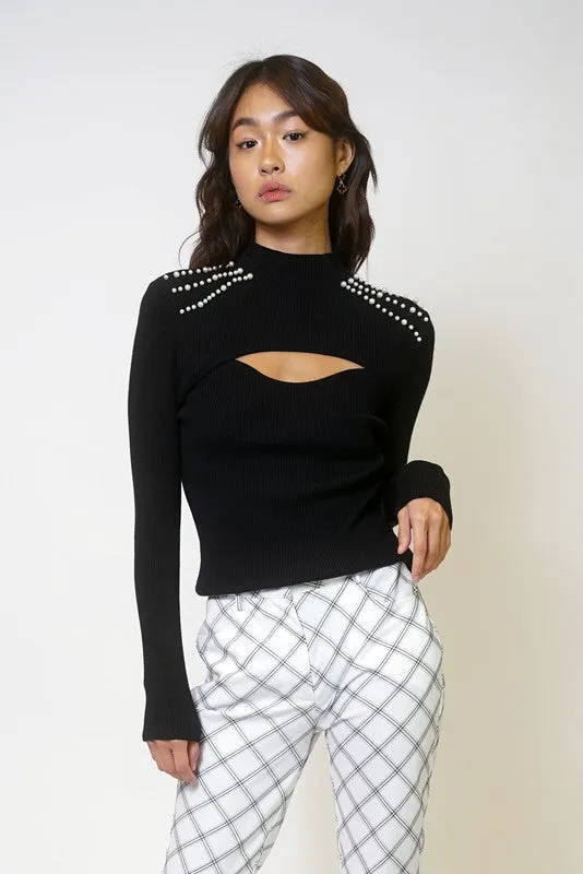 Cutout Pearl Knit Top