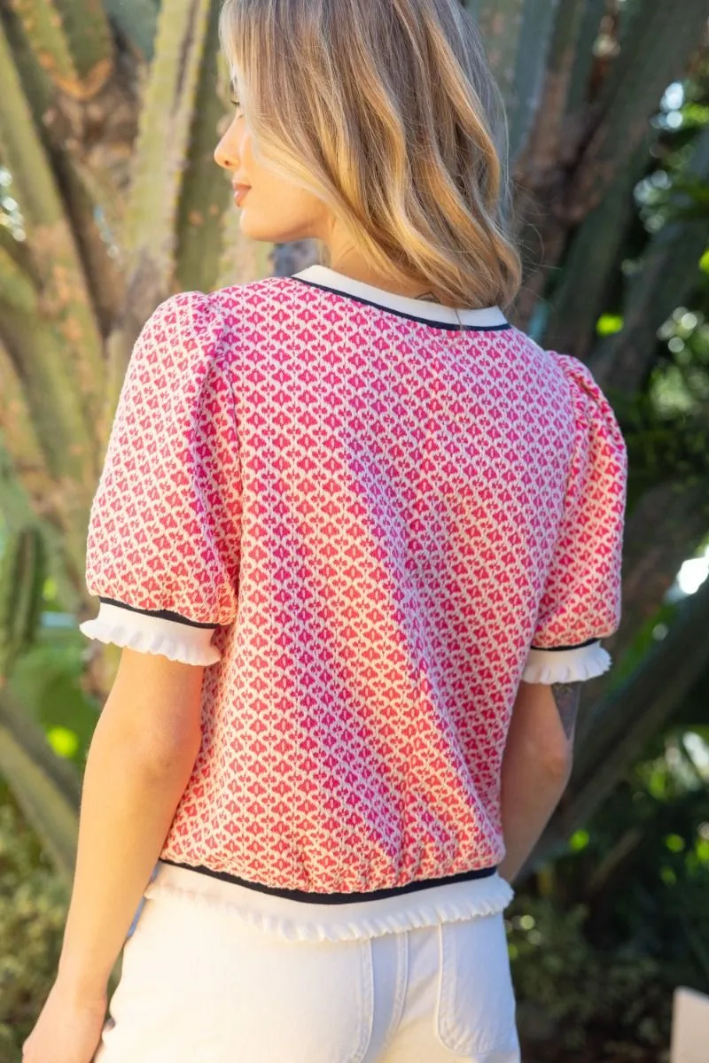 Detailed Printed Knit Top