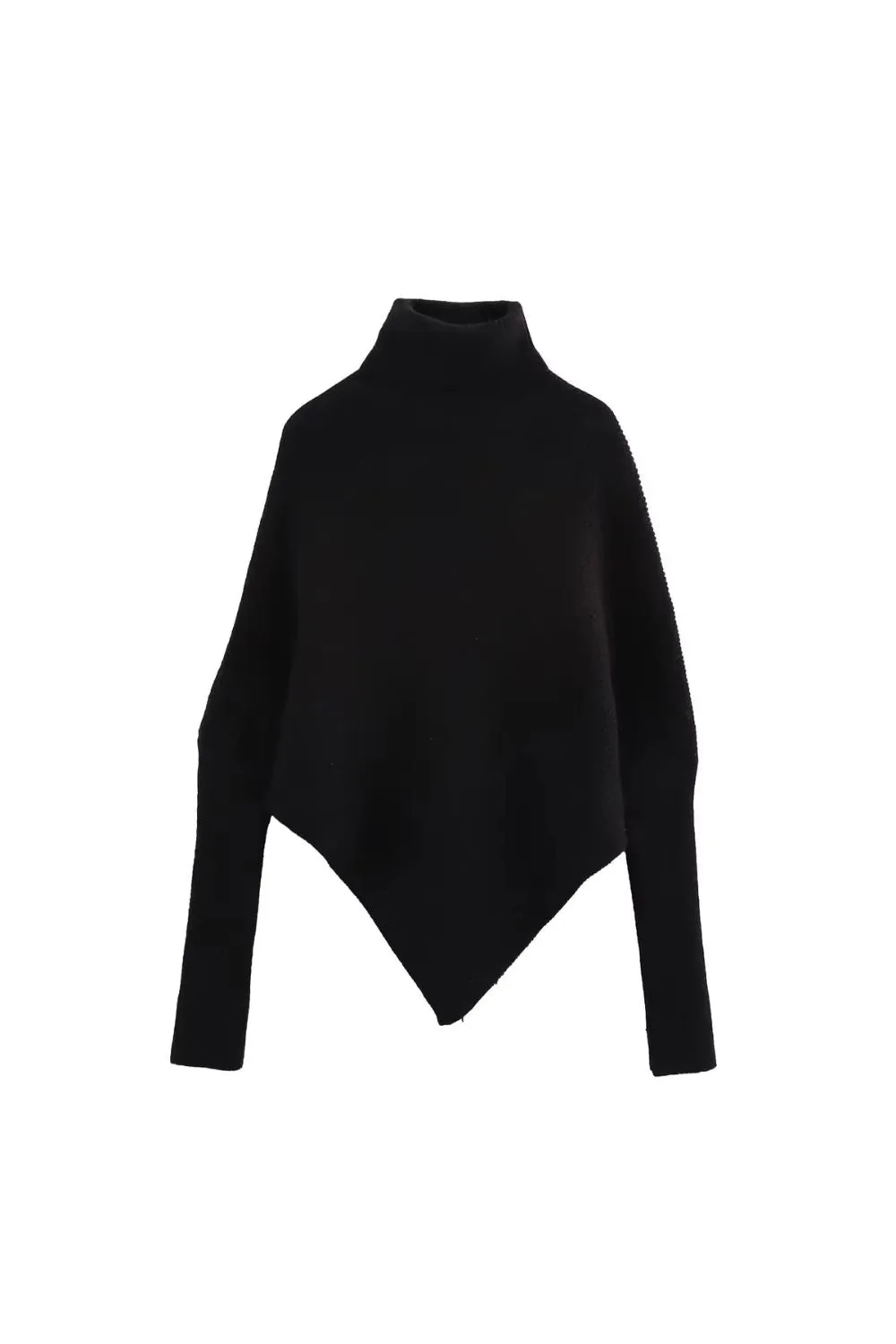 'Devon' High-Neck Knit Sweater with Irregular Hem