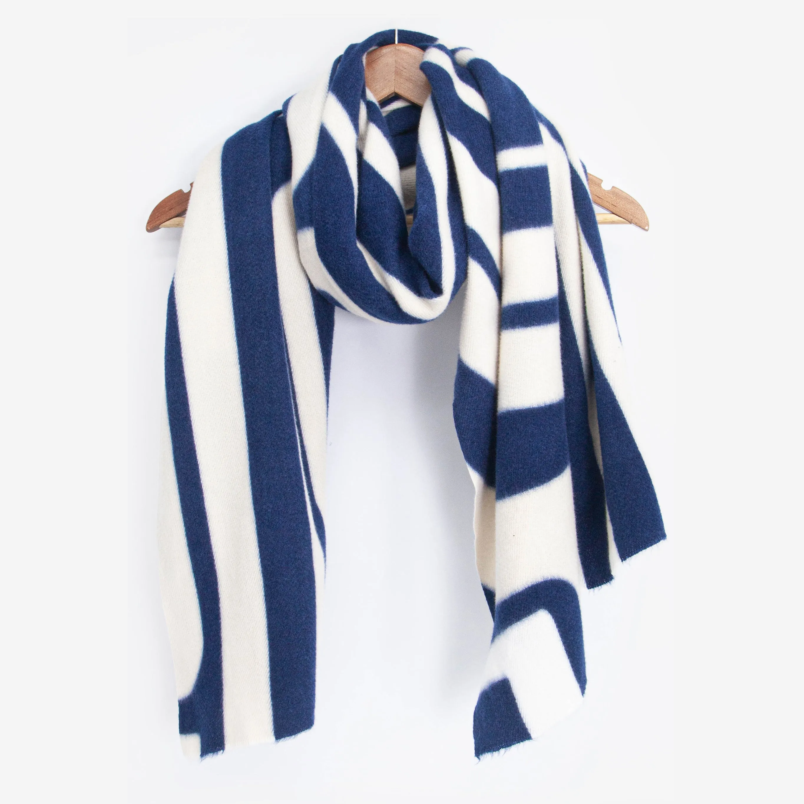 Dot Midweight Scarf - Navy Blue, Geometric