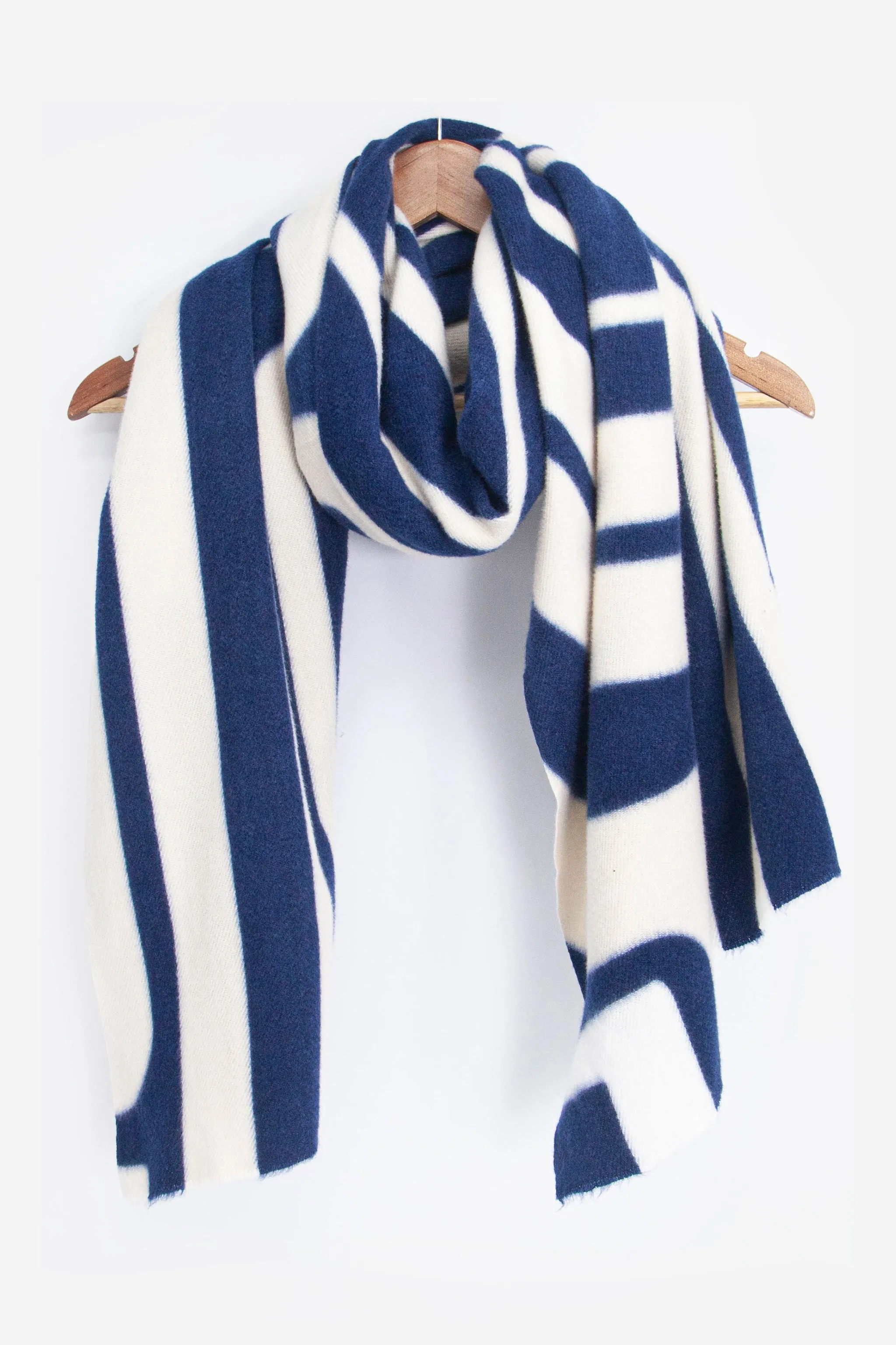 Dot Midweight Scarf - Navy Blue, Geometric