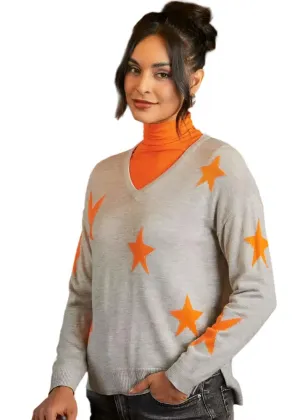 Elena Wang V neck Star Sweater