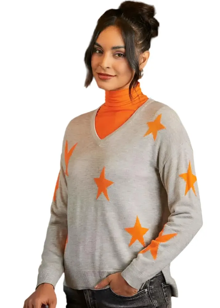 Elena Wang V neck Star Sweater