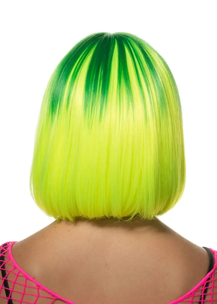 Eliza Yellow & Green Two-Tone Deluxe Bob Wig