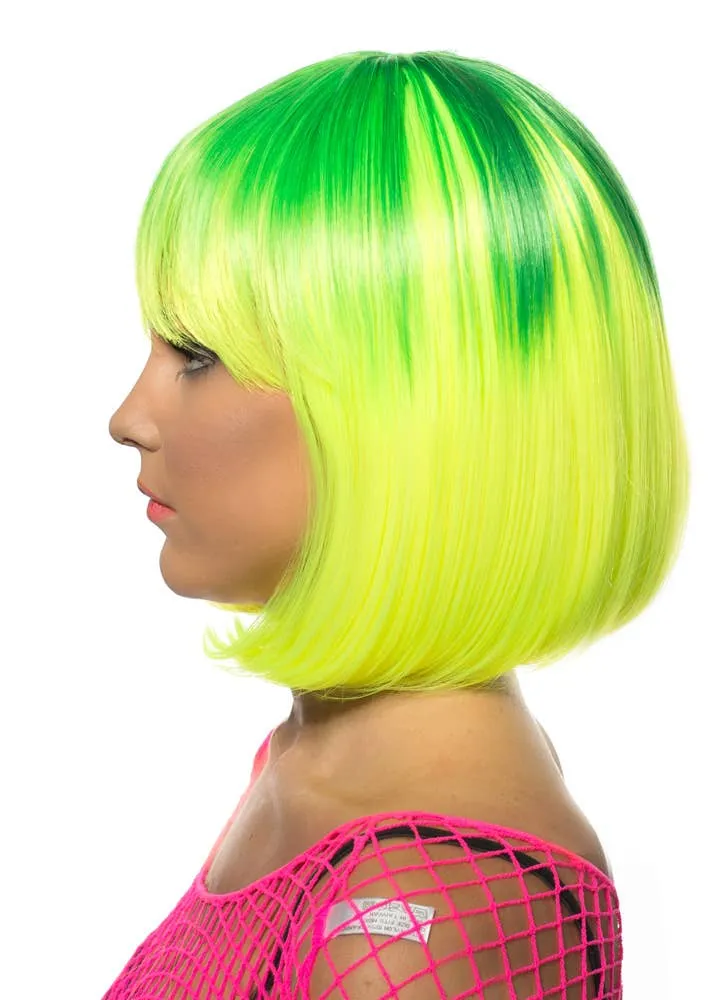Eliza Yellow & Green Two-Tone Deluxe Bob Wig