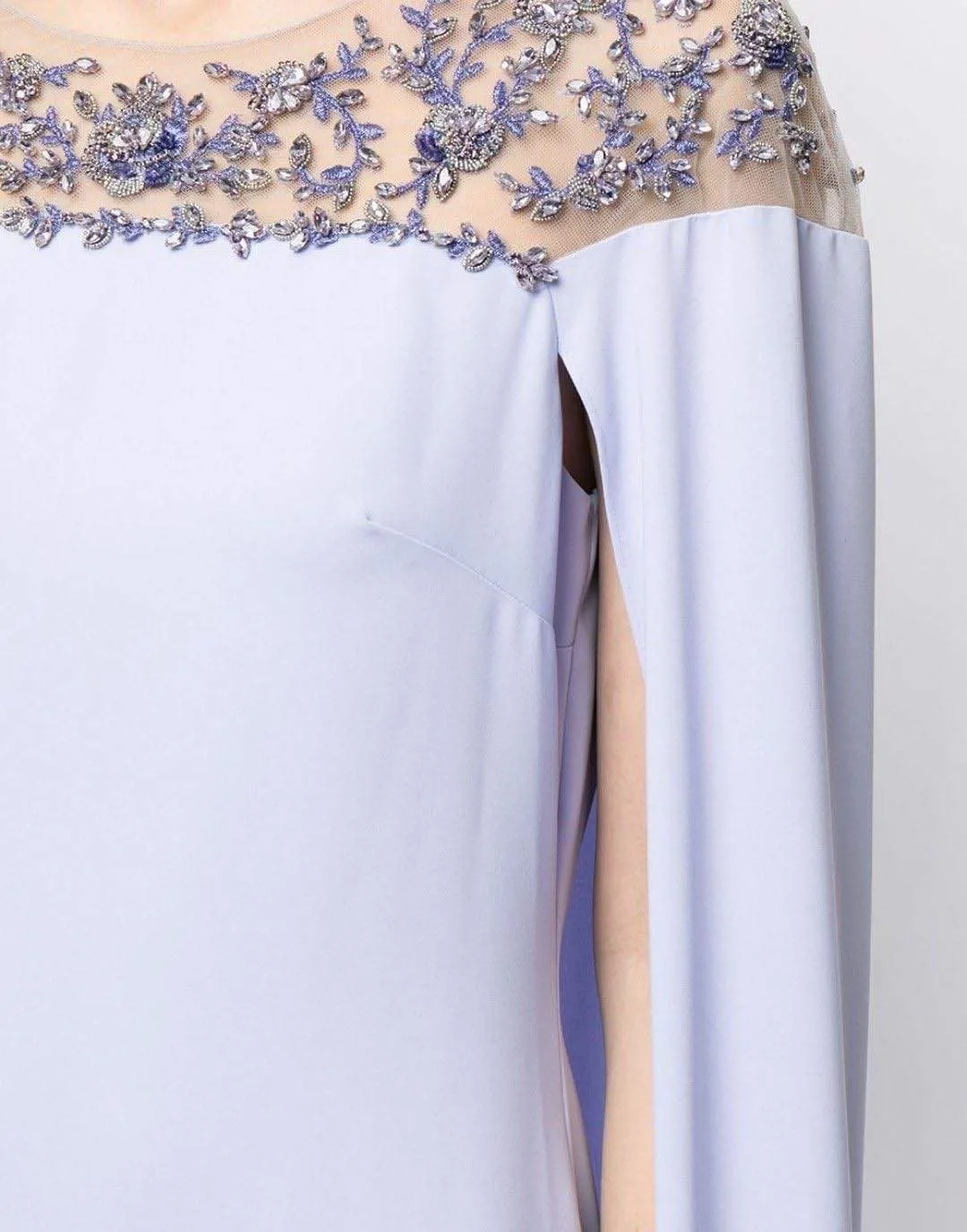 Embroidered Cape Dress - Lilac