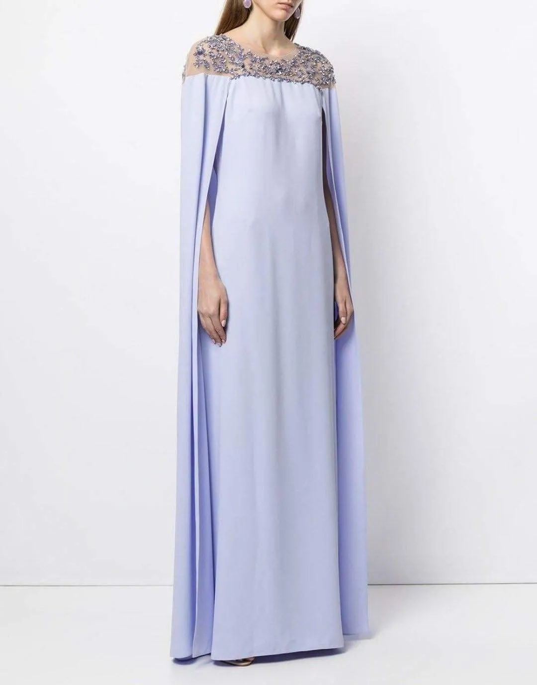 Embroidered Cape Dress - Lilac