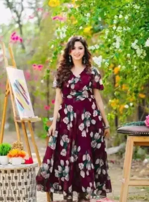 Enchanting Floral Georgette Maxi Dress
