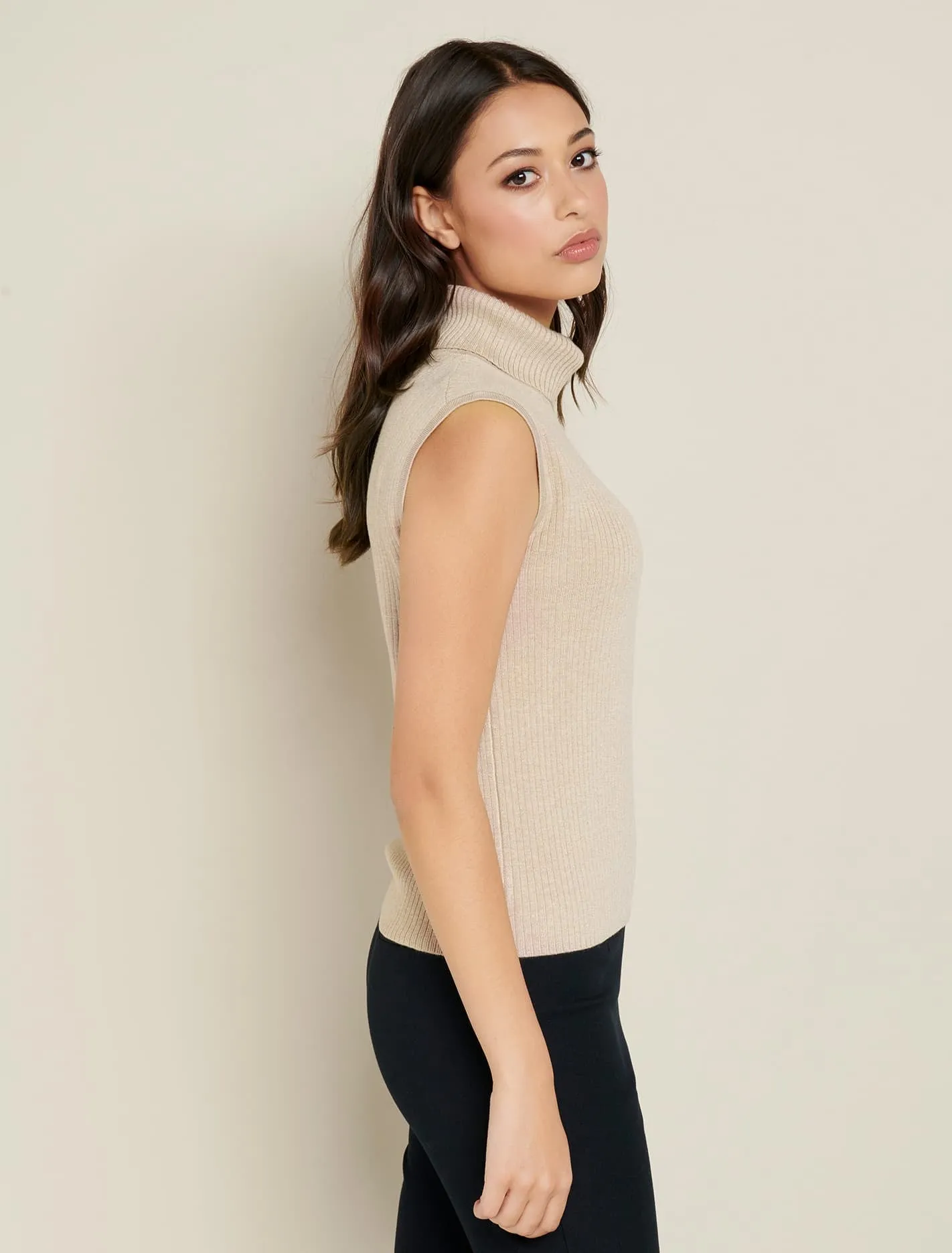 Enza Rib Roll Neck Knit Top