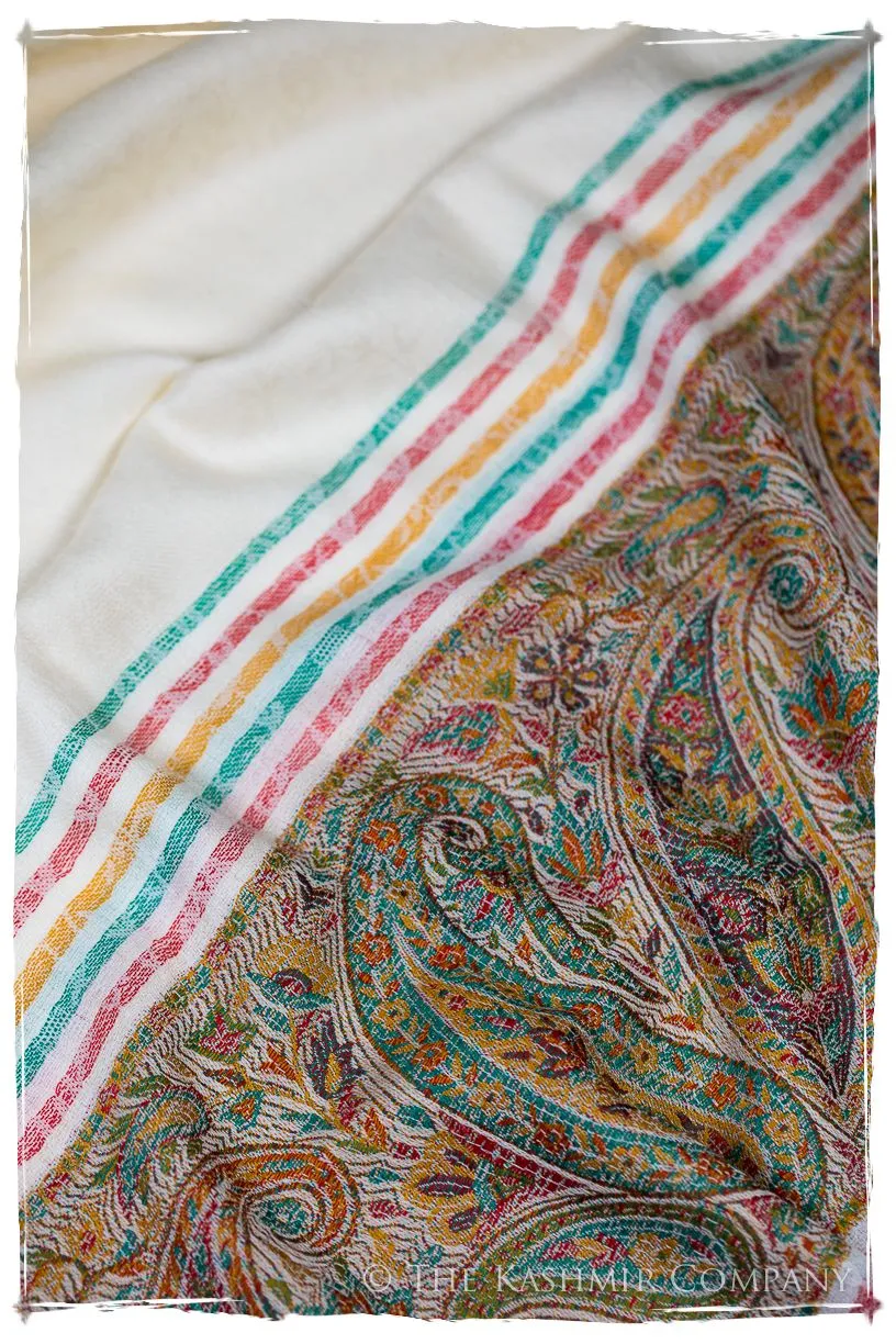 Evangelista Frontière Ivory Kashmir Wool Scarf