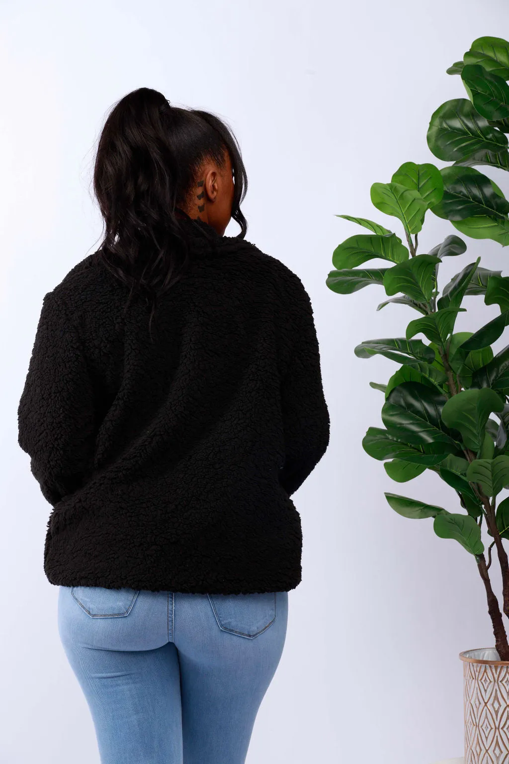 Fashion Long-Sleeve Sherpa Coat