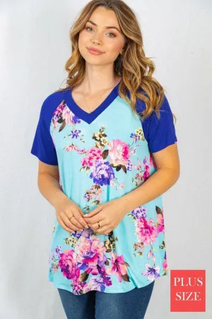 Floral Print V-neck Print Knit Top