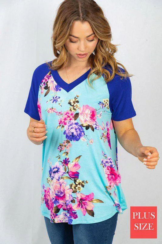Floral Print V-neck Print Knit Top