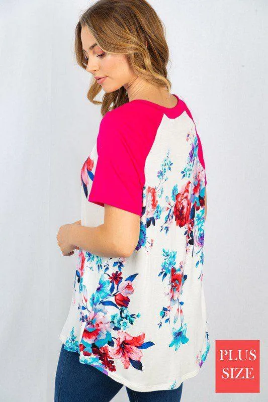 Floral Print V-neck Print Knit Top