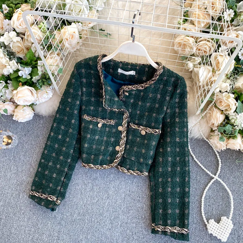 French Vintage Cropped Vintage Tweed Top