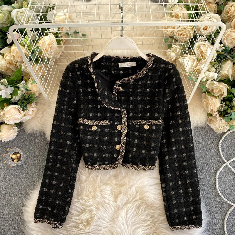 French Vintage Cropped Vintage Tweed Top