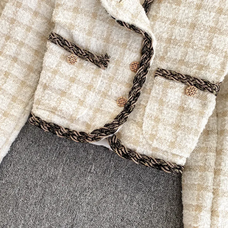 French Vintage Cropped Vintage Tweed Top