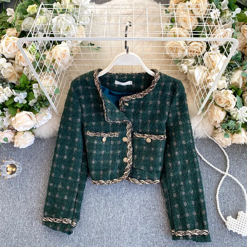 French Vintage Cropped Vintage Tweed Top