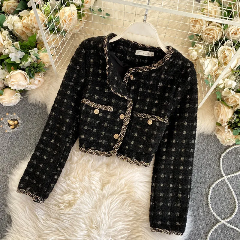 French Vintage Cropped Vintage Tweed Top