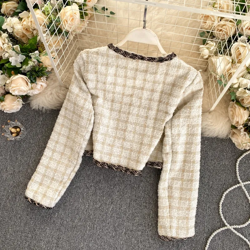 French Vintage Cropped Vintage Tweed Top
